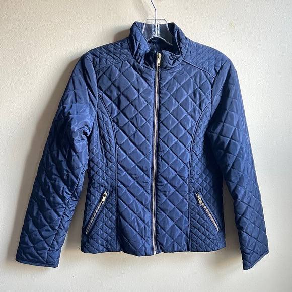 H&M Blue Quilted Puffer Size 14 Youth Women’s Small Mid Weight Jacket Coat - Picture 1 of 6